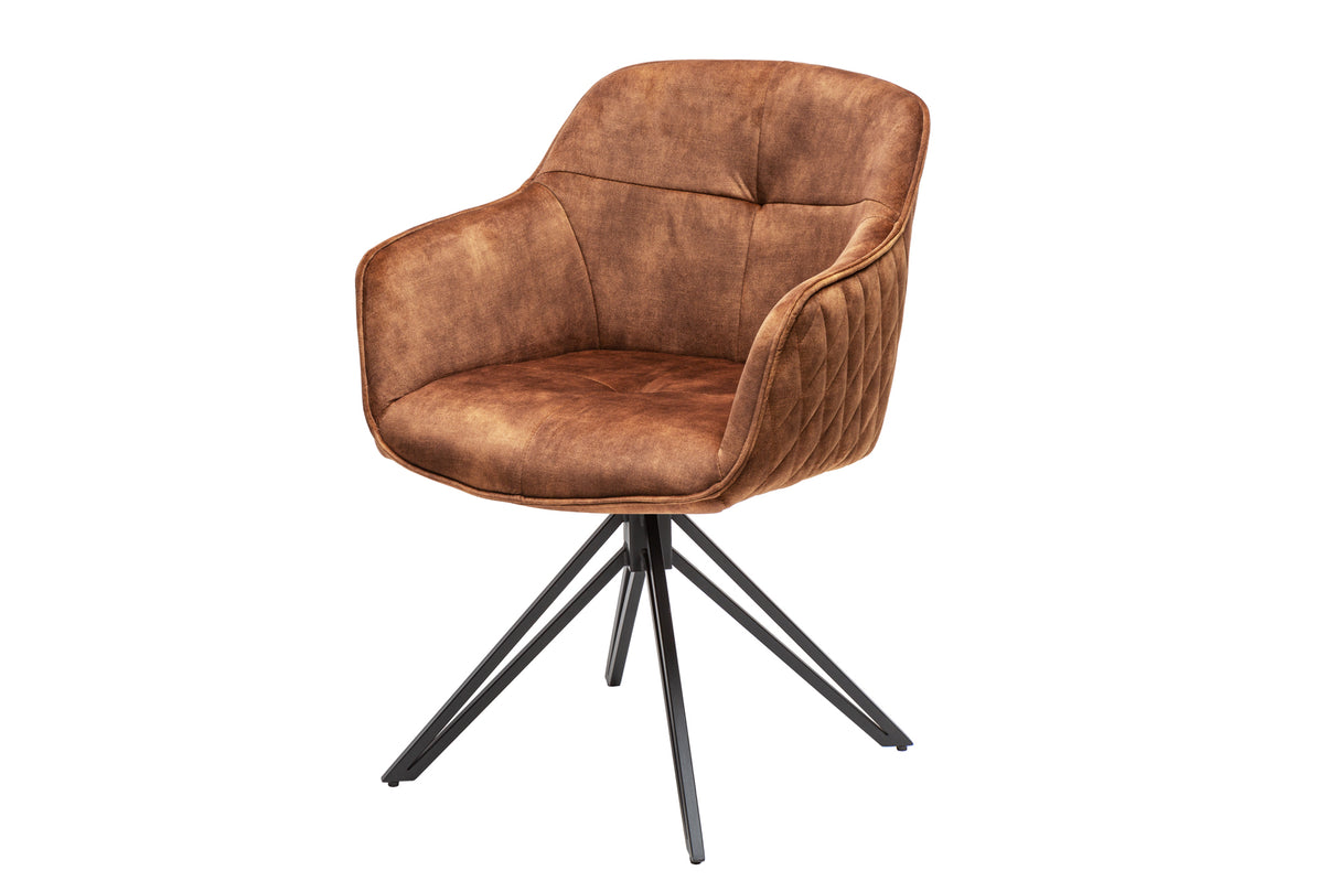 Swivel chair EUPHORIA rotatable 180° with armrests velvet brown