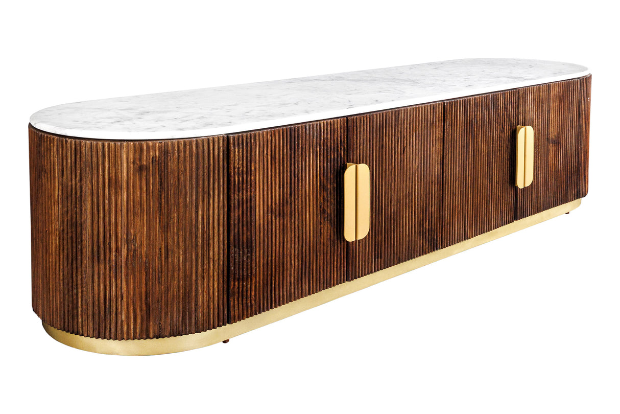 TV-Board GATSBY 170cm Mangobraun Gold Marmorplatte Lowboard