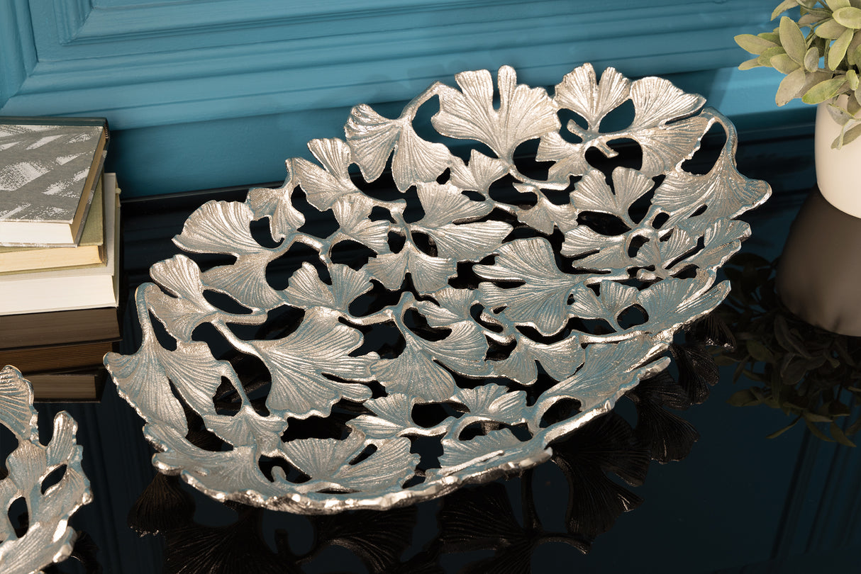 Decoration bowl GINKGO LEAVES 50x30cm silver