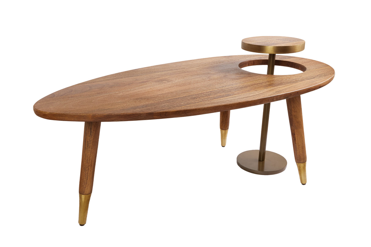 Couchtisch GATSBY 110cm Retro-Stil Mangoholz braun golden