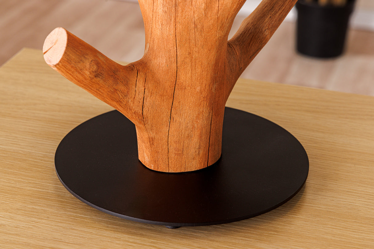 Table Lamp JEWELRY 60cm natural mangosteen wood lampshade bouclé white