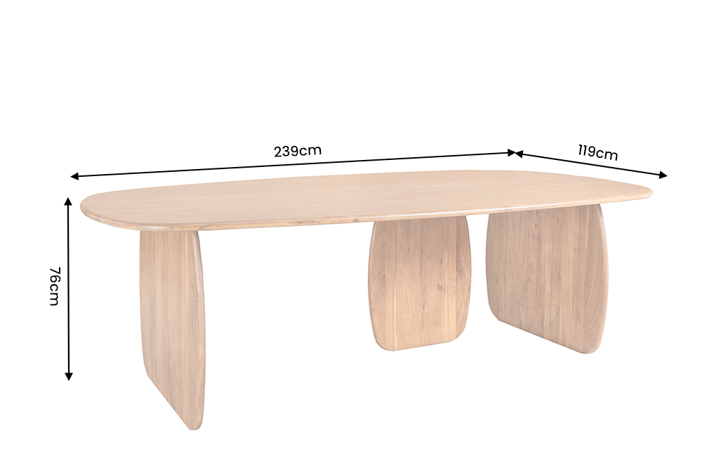 Dining table SCULPTURA 240cm oval sculptural frame acacia wood brown