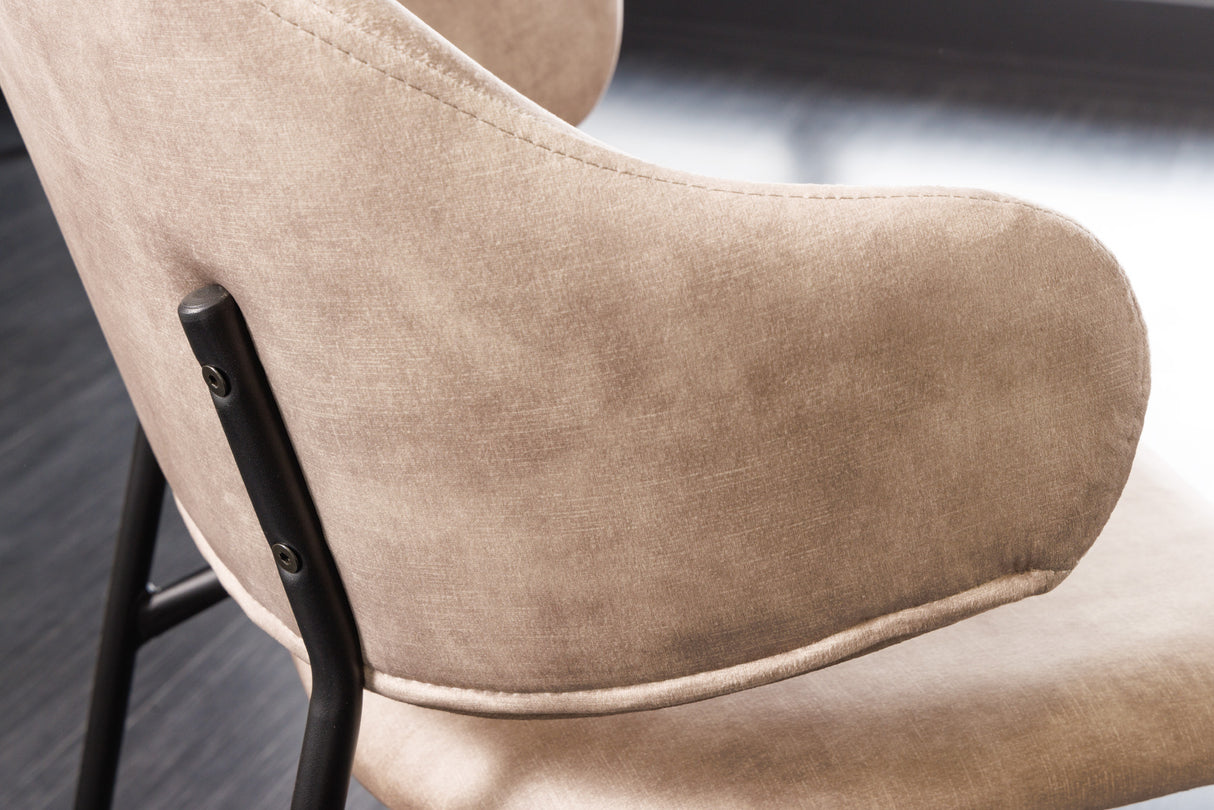 Chair TRACY velvet champagne greige black legs