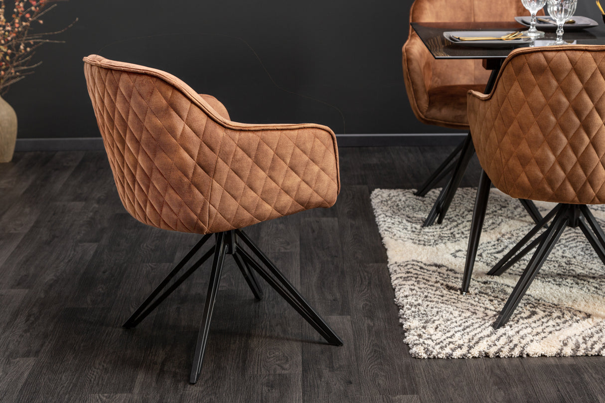 Swivel chair EUPHORIA rotatable 180° with armrests velvet brown
