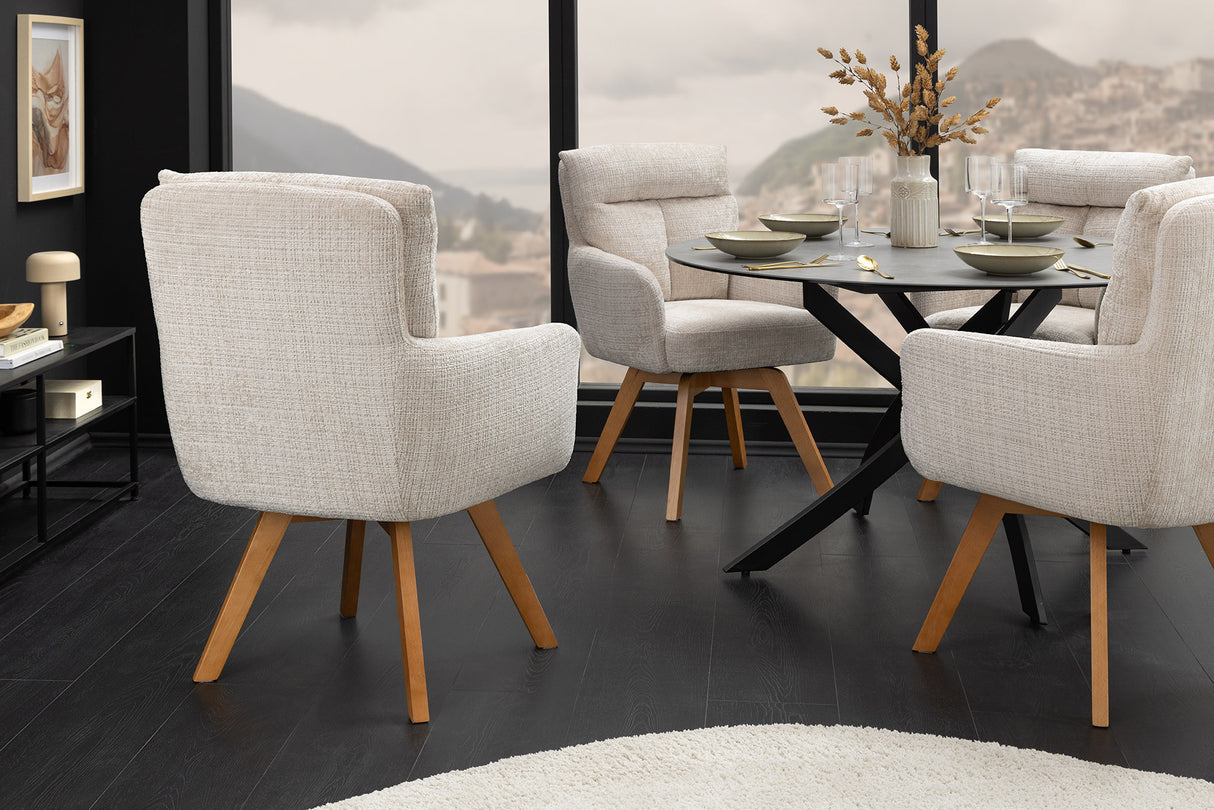 Drehstuhl BIG GEORGE mit Armlehnen, Chenille-Stoff champagner, drehbar