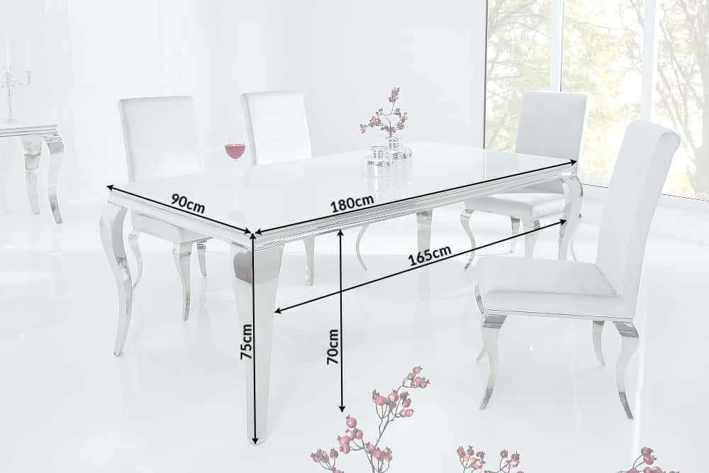Esstisch MODERN BAROCK 180cm Hartglas weiß
