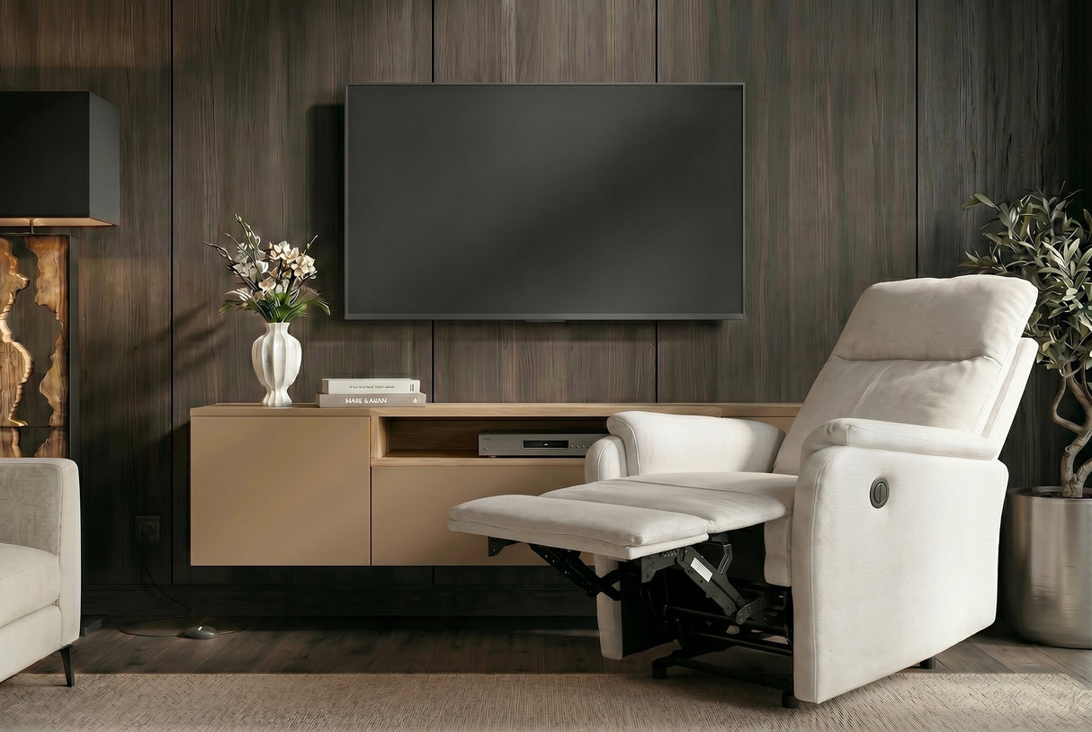 Cinema armchair HOLLYWOOD electrically adjustable textured fabric beige