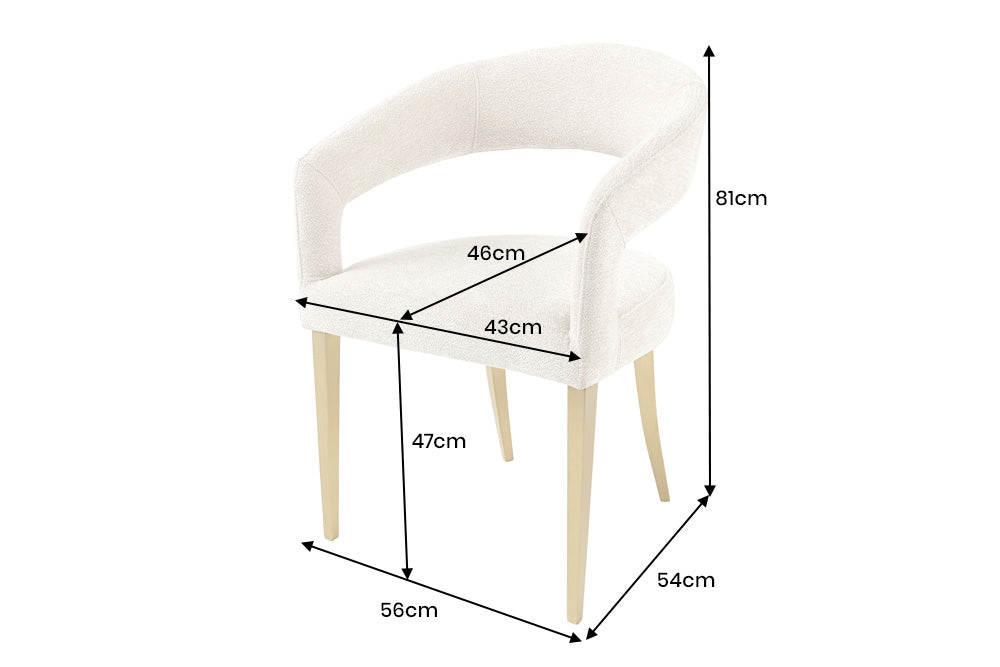 Chair BOUTIQUE beige brushed structured fabric w/ golden legs