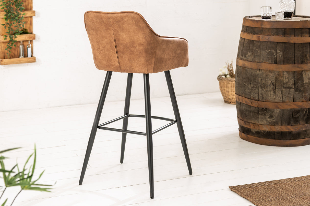 Barstuhl TURIN Mikrofaser vintage braun mit Steppung