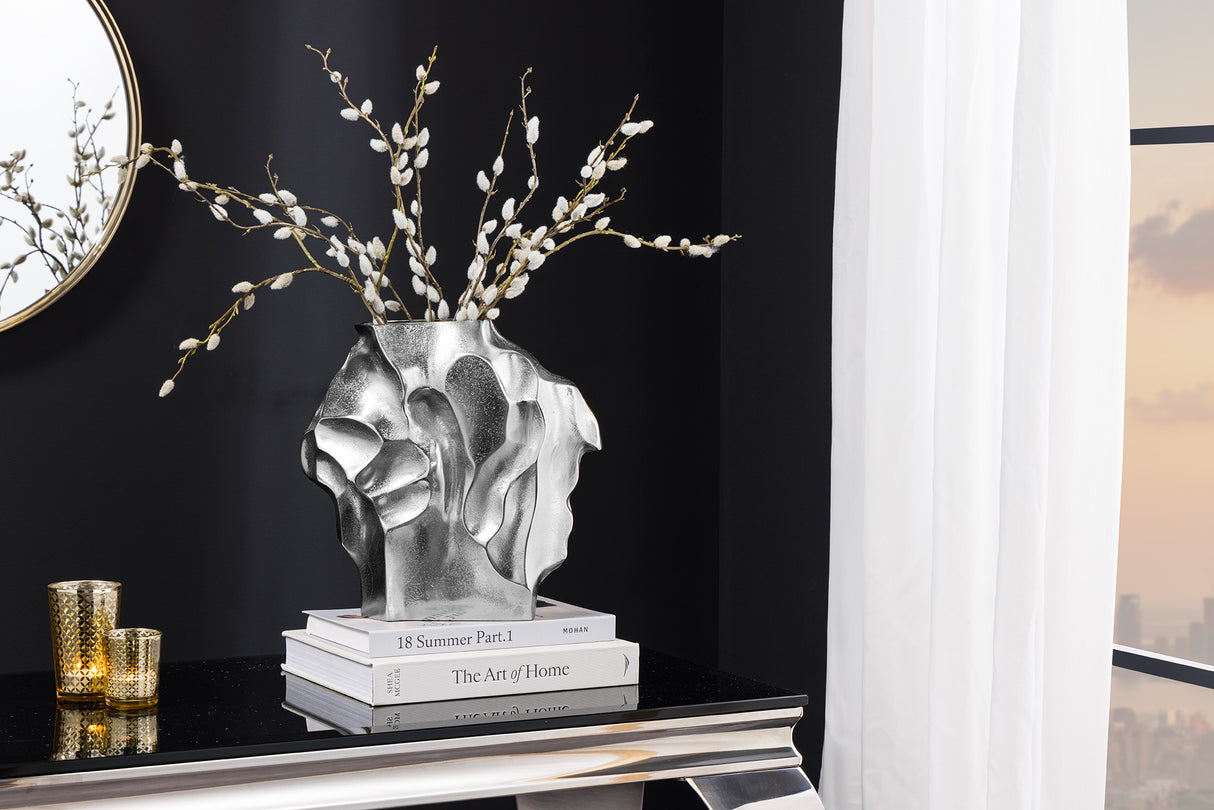 Vase LIQUID 25cm Hammerschlageffekt silber