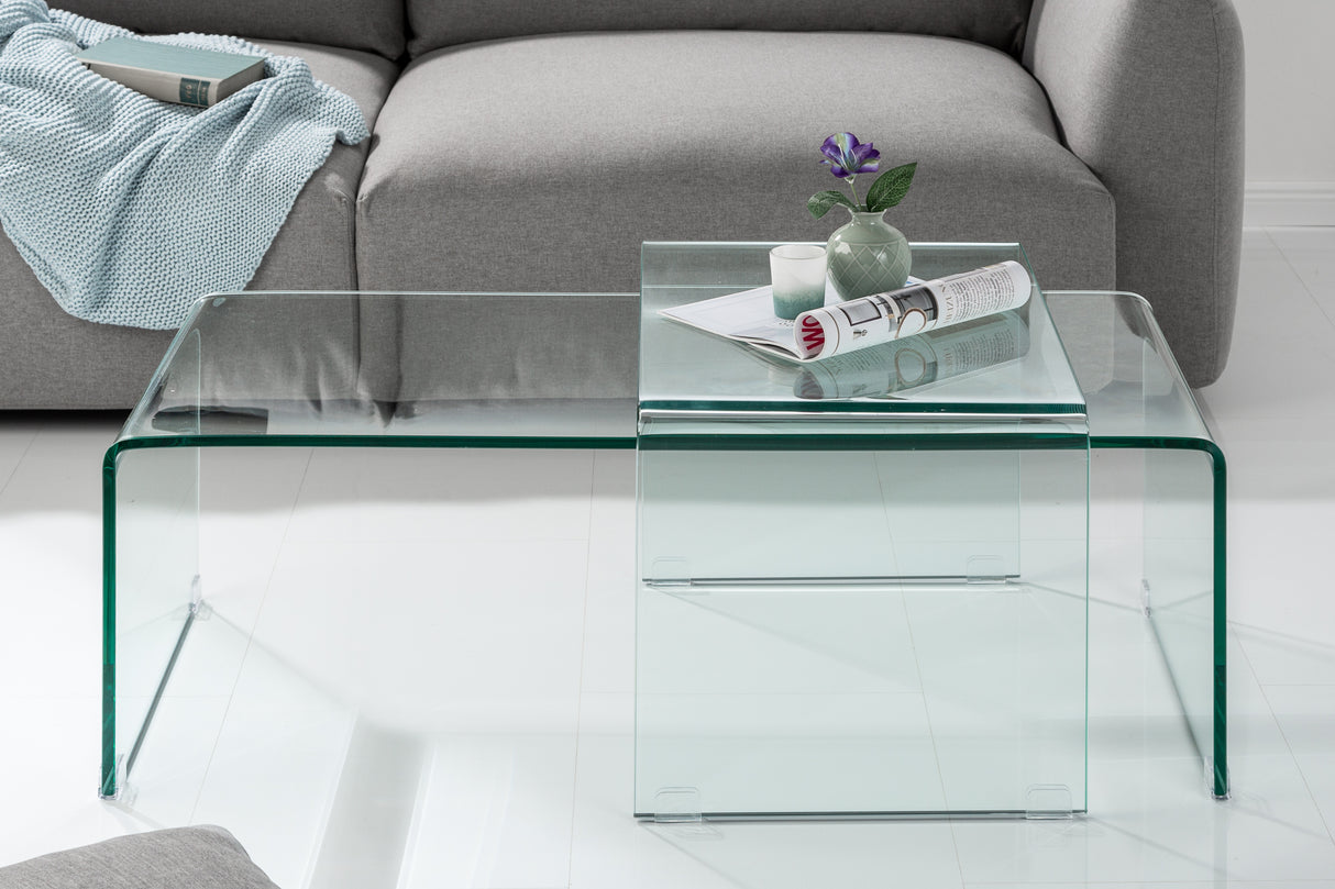 Couchtisch FANTOME 60-100cm 2er Set 12mm Hartglas