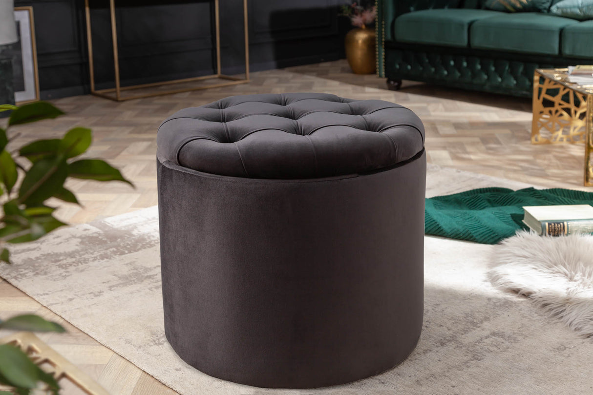 Hocker MODERN BAROCK STORAGE 50cm Samt schwarz