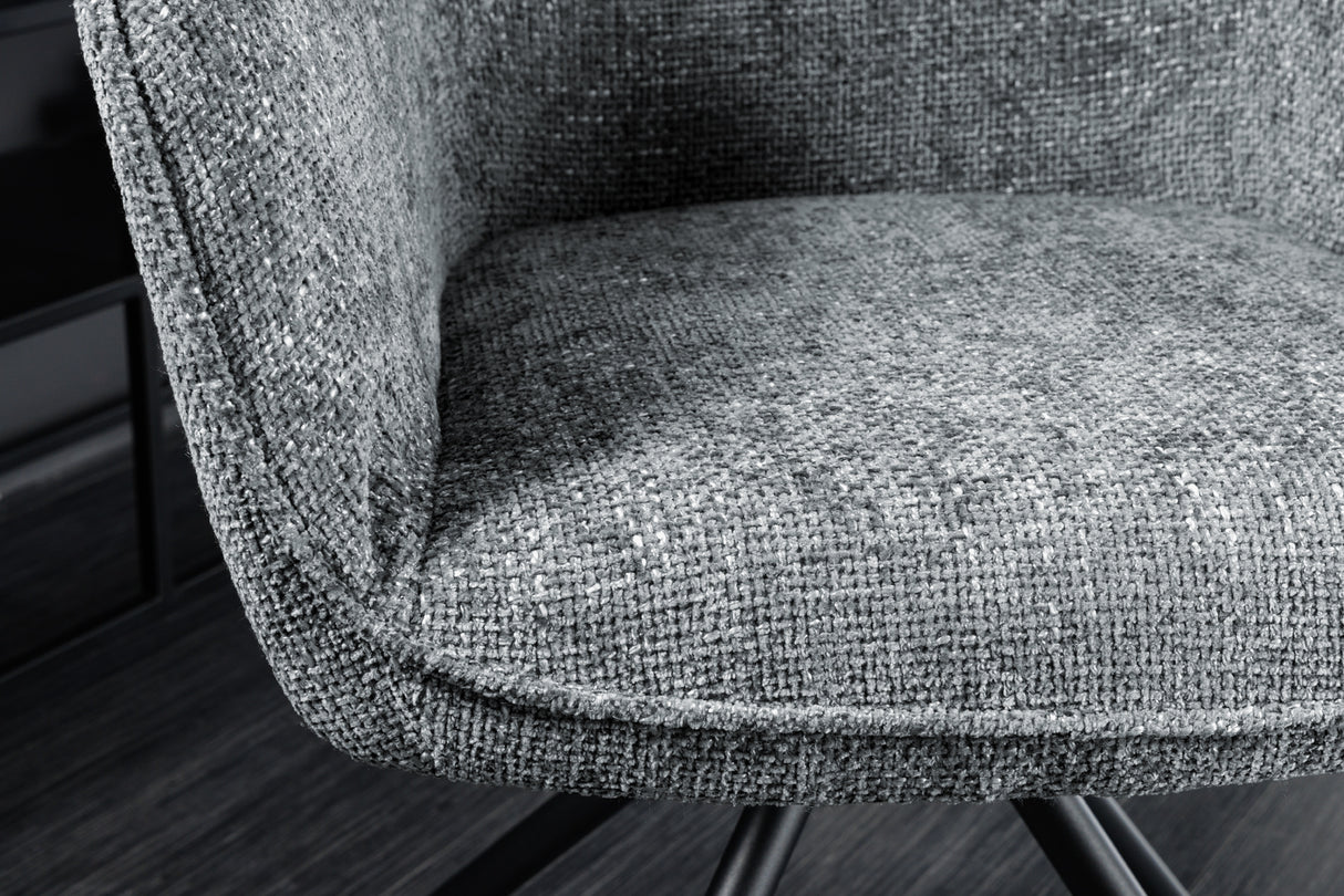 Swivel chair VERONA textured cloth grey