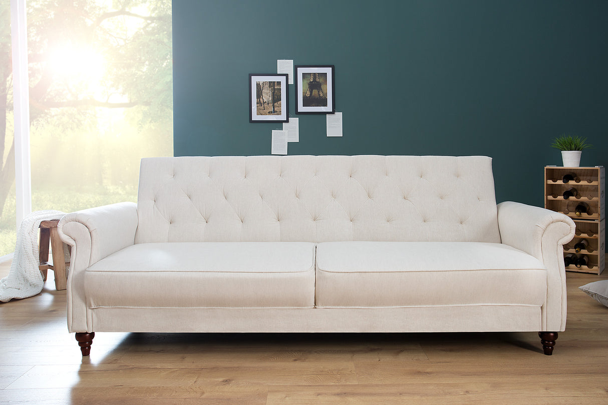 Schlafsofa MAISON BELLE AFFAIRE 220cm Strukturstoff natur