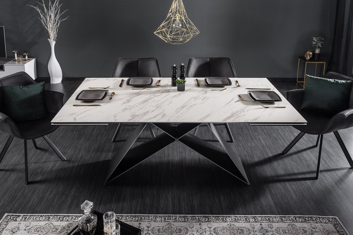 Dining table PROMETHEUS 180-260cm marble look white