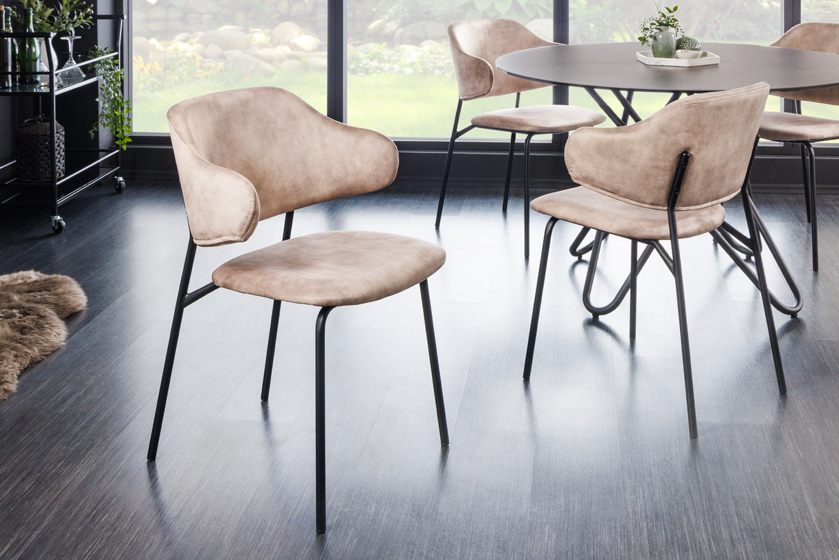 Chair TRACY velvet champagne greige black legs