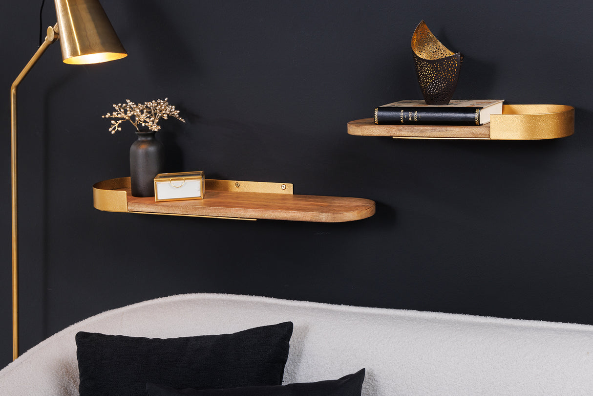 Wall shelf PURE NATURE 40-60cm set of 2 mango wood