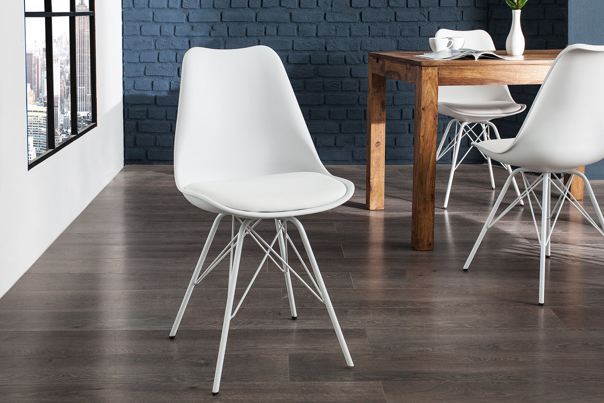 Chair SCANDINAVIA MASTERPIECE retro style white with white legs