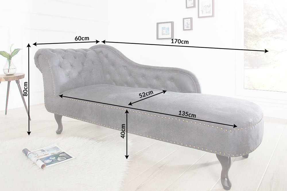 Recamiere CHESTERFIELD Antikoptik Microfaser grau
