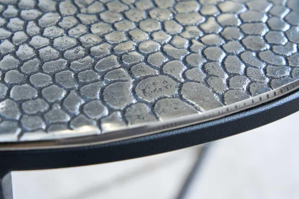 Coffee table ELEMENTS 60cm crocodile look set of 2 antique silver
