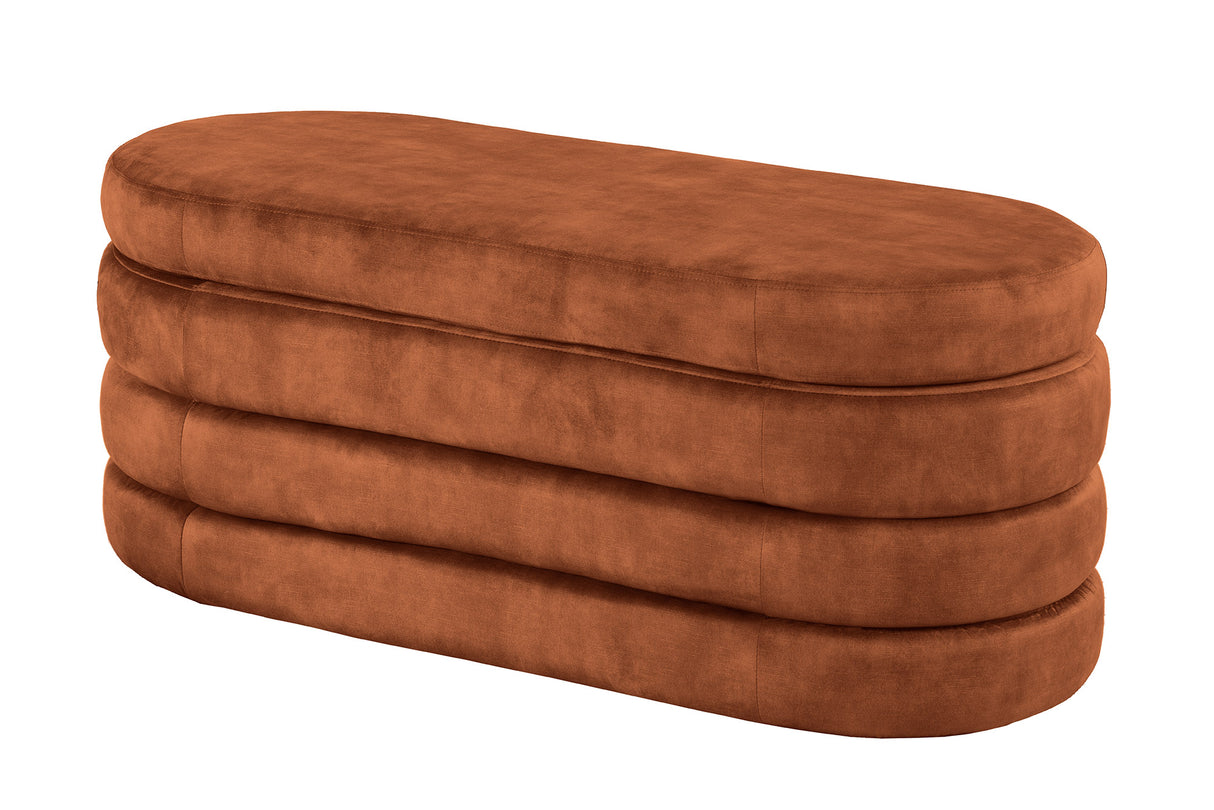 Bench chest VOQUE 115cm velvet rust brown w/ storage space bench seat