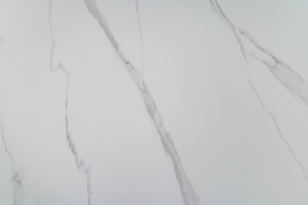 Esstisch UNIQUE 120cm rund weißes Gestell Keramik weiße Marmorplatte