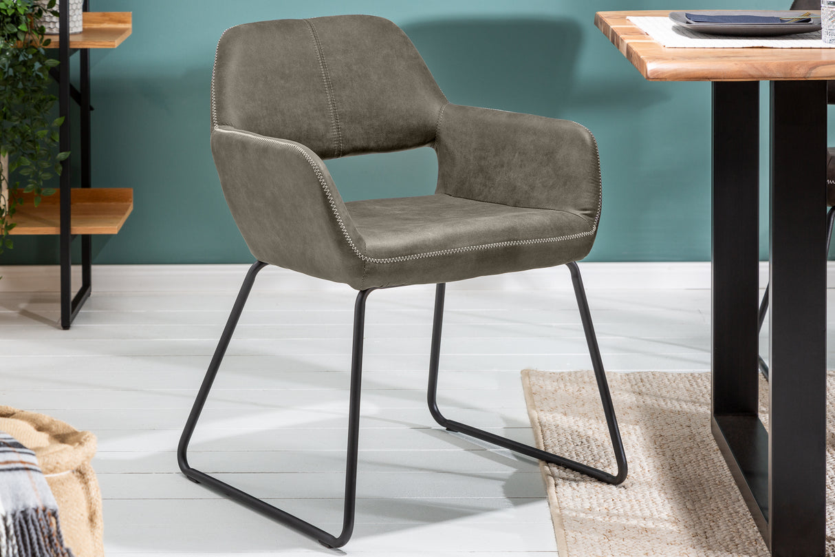 Chair MUSTANG with armrests microfibre antique taupe
