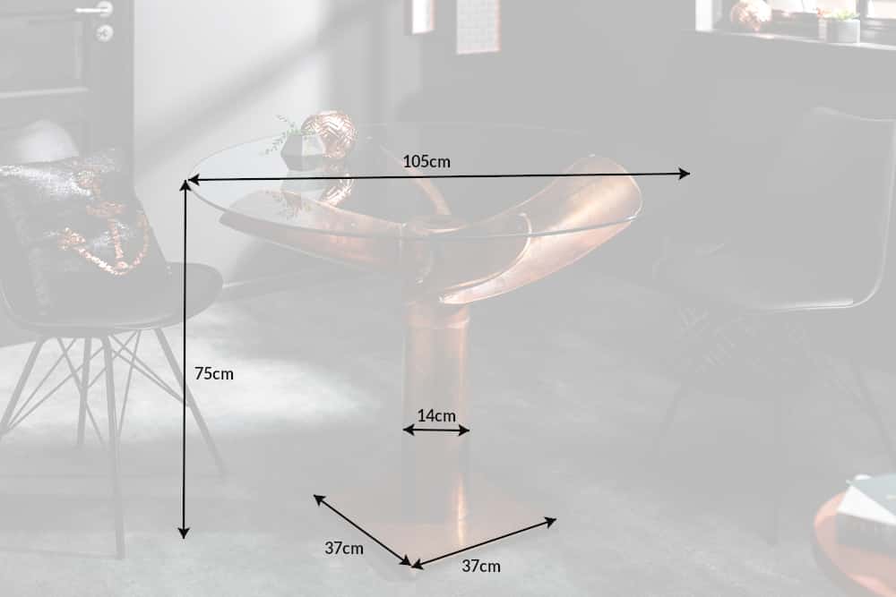 Dining table OCEAN 95cm base part mottled copper w/o glass plate