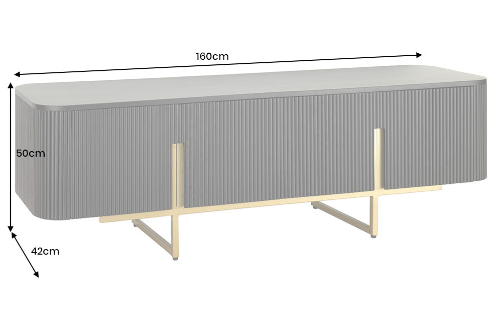 TV-Board GATSBY 160cm Retro-Stil Mango Schwarz Gold