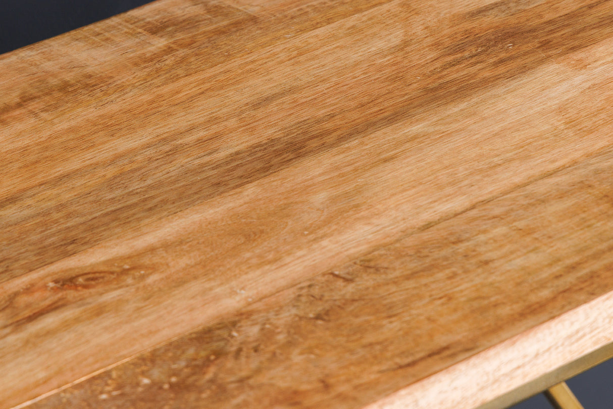 Konsole DIAMOND 120cm Eisen in Messingoptik Platte Mangoholz