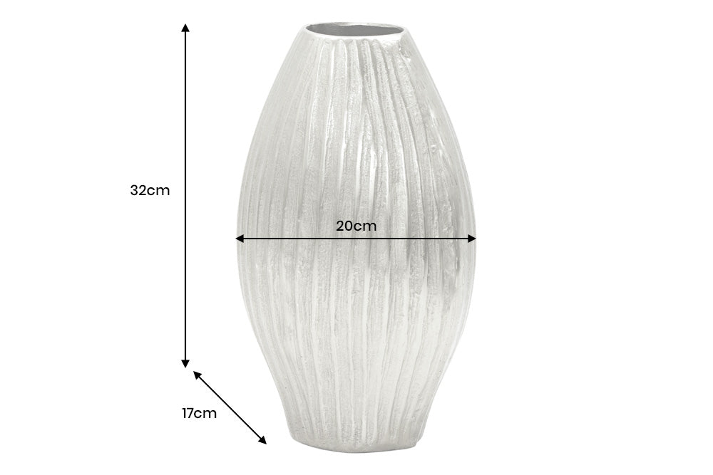 Deko Vase ELEGANCE 30cm mit Hammerschlag Optik silber