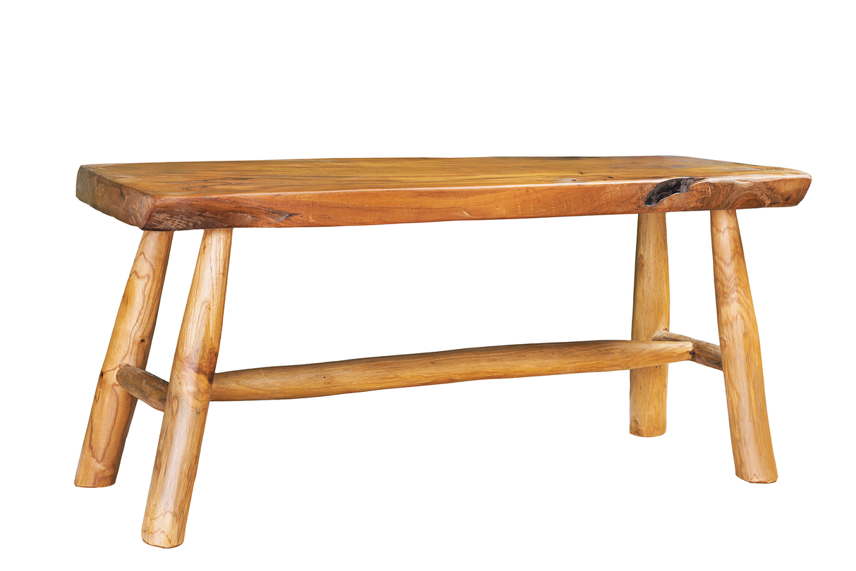 Bench ROOT 100cm teak wood natural brown w/ wooden strut