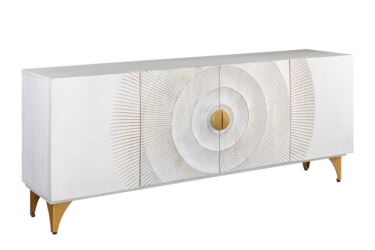 Sideboard GOLDEN SUNSET 180cm 3D mango wood white handmade