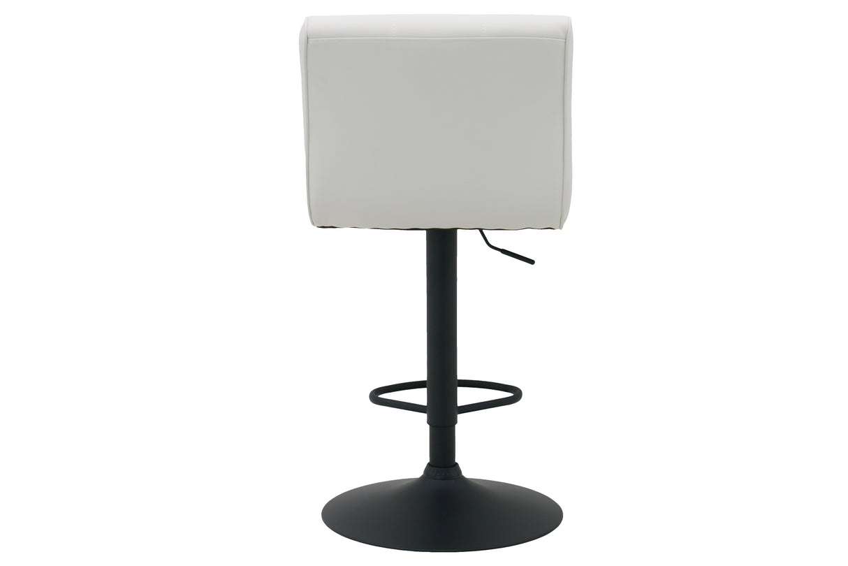 Bar stool MODENA 92-116cm 360° rotatable synthetic leather white w/ black metal frame