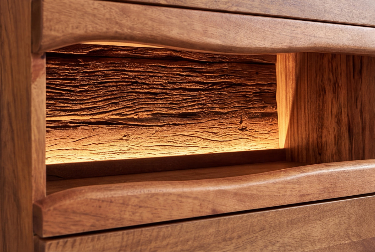 Sideboard GRAND MANGO 180cm mango wood brown w/ remote-controlled LED light