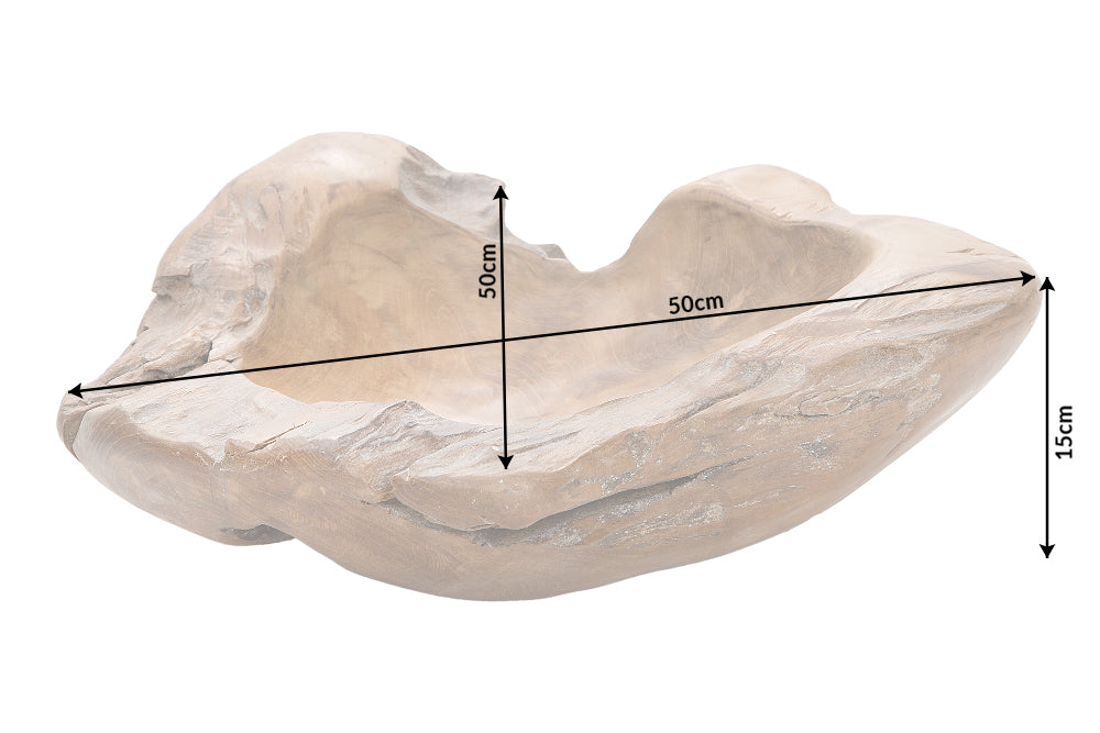 Root wood bowl 50cm teak wood natural
