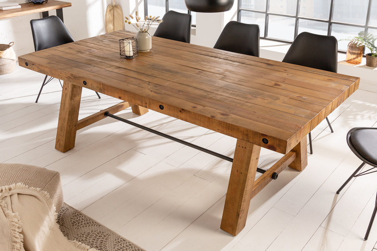 Dining table FINCA 200cm pinewood vintage brown