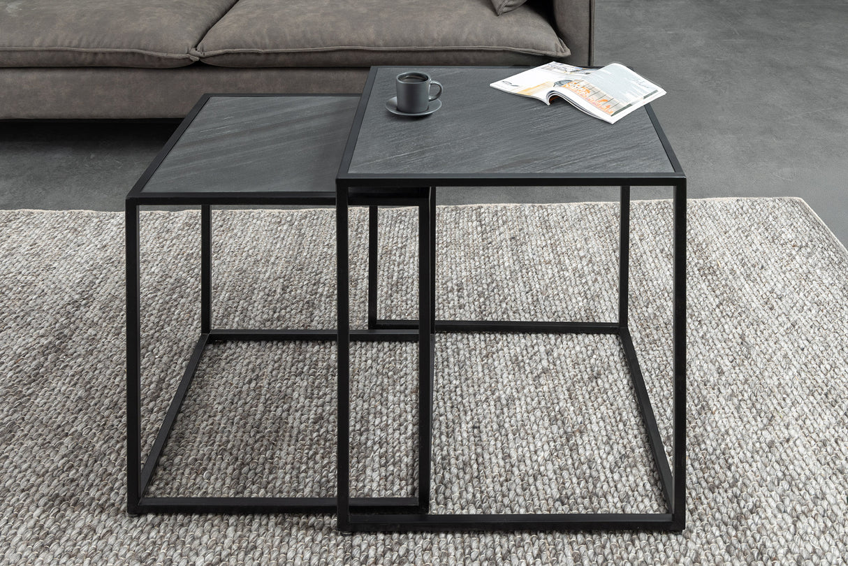 Couchtisch MOUNTAIN SOUL 45/40cm 2er Set Marmoroptik schwarz