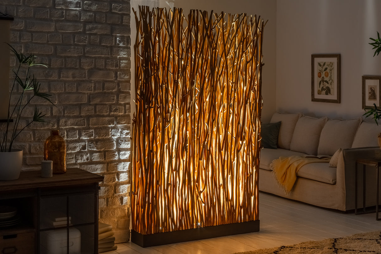 Stehleuchte NATURAL PARAVENT 180cm Longanholz natur inkl. Leuchtmittel