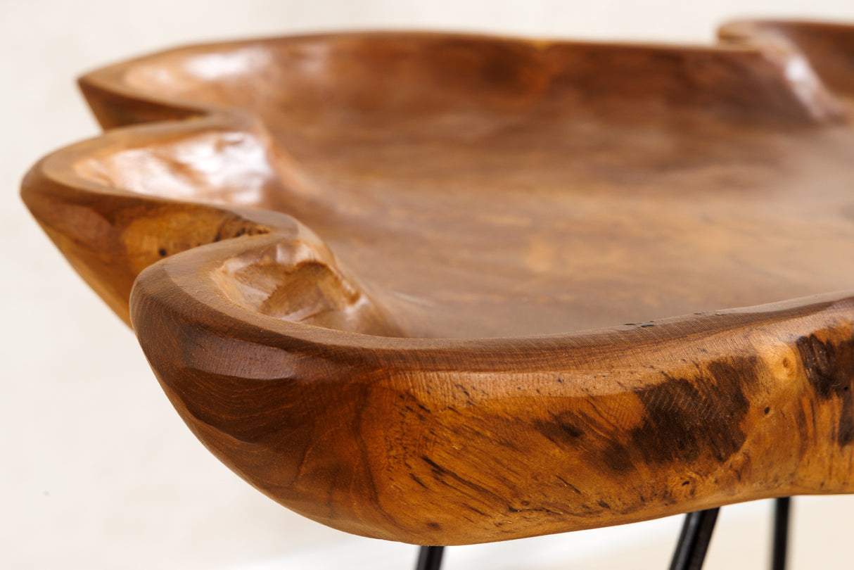 Beistelltisch WILD 65cm Teakholz naturbraun mit Harpinbeinen schwarz