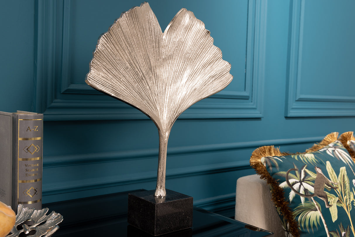 Deration Skulptur GINKGOBLATT 44cm silber