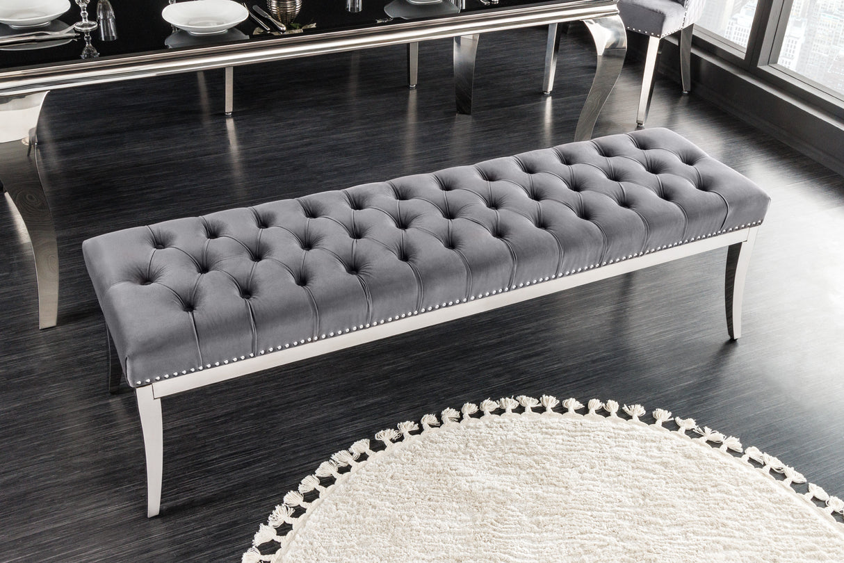 Sitzbank CASTLE DELUXE 165cm samtgrau im Barockstil