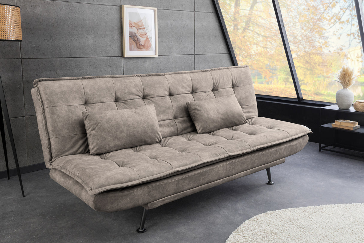 Sofa bed JAZZ 195cm 3-seater microfibre taupe