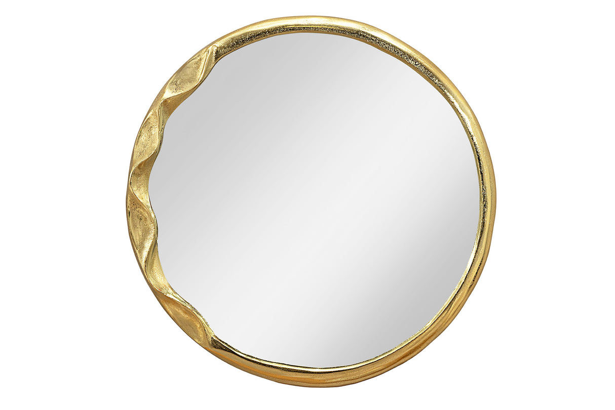 Wall mirror PORTRAIT 55cm wavy frame gold metal handmade