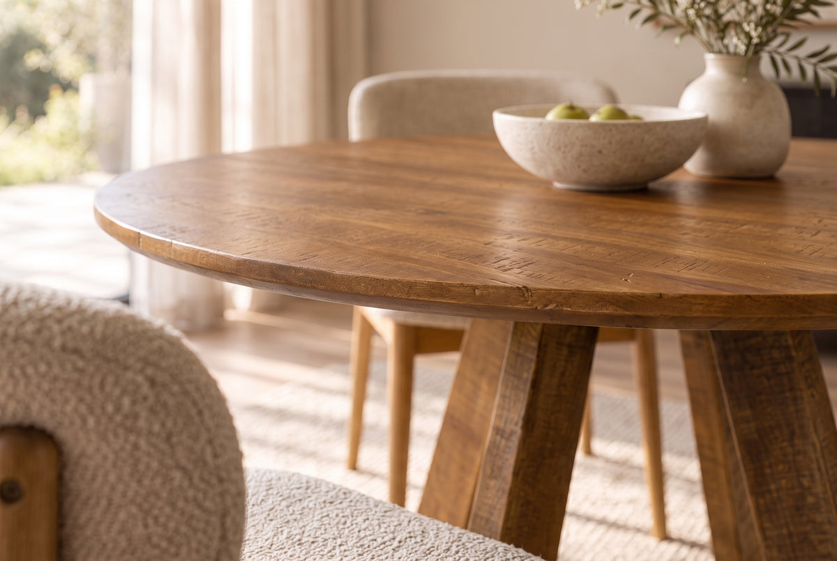 Esstisch ART WOOD Ø 120cm rund Mangoholz braun honigfarbenes Finish