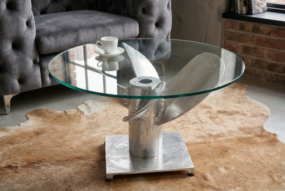 Couchtisch OCEAN 60cm Unterteil silber ohne Glasplatte