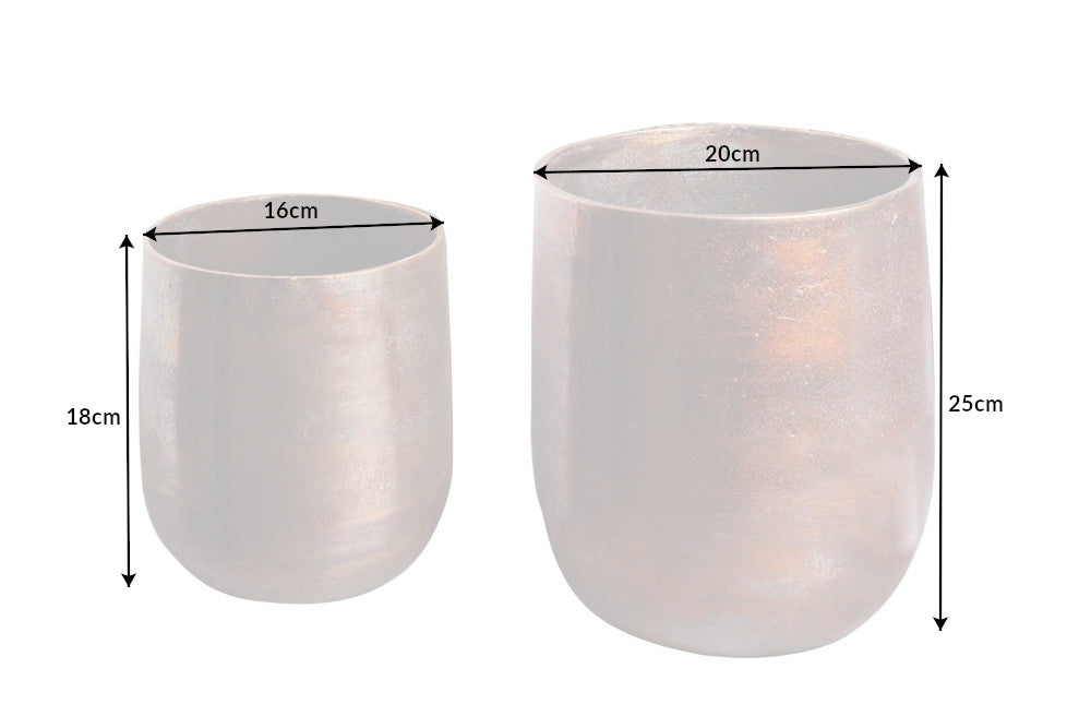 Planter FLOWERS small set of 2 mottled copper