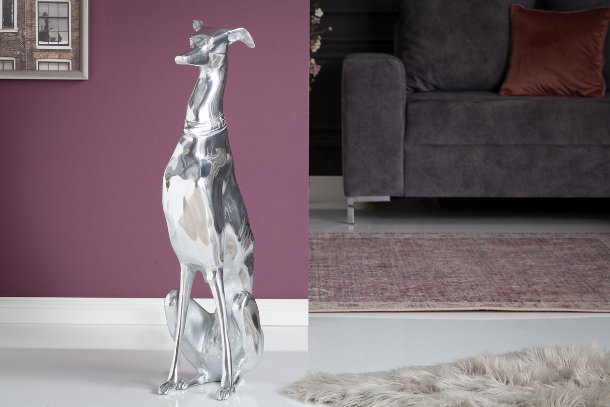 Sculpture GREYHOUND 70cm silver aluminium