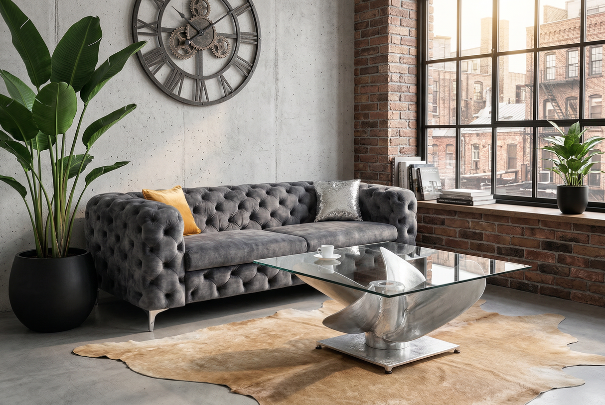Couchtisch OCEAN 85cm Gestell silber ohne Glasplatte