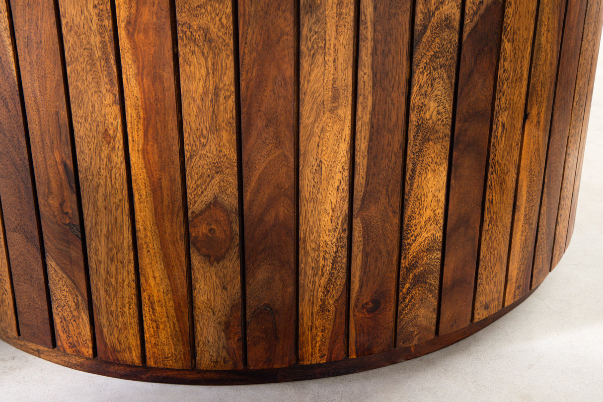 Dining table TRES CHIC Ø 120cm round sheesham wood brown stone finish